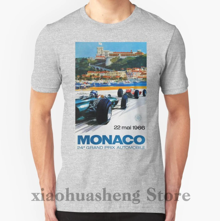 100% хлопок o-образным вырезом Мужская футболка с принтом на заказ Gran Prix de Monaco 1966