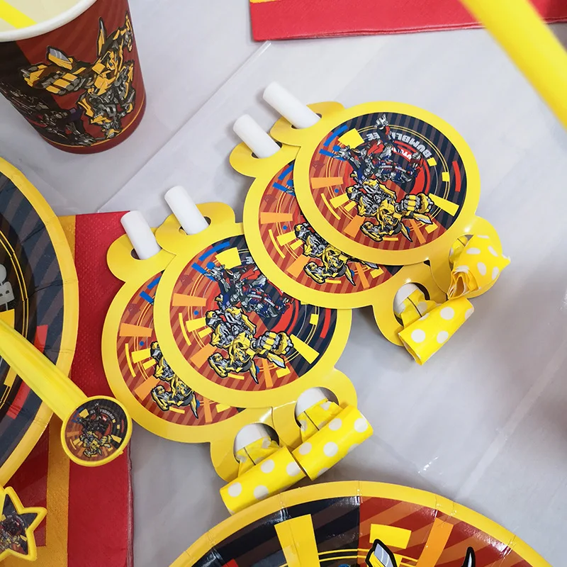 Transformation Bumblebee Optimus Prime Theme Party Decorations Paper Cup Plate Baby Shower Balloons Kids Birthday Party Supplies