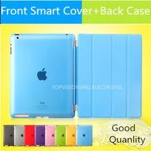Функция пробуждения кожаный магнитный тонкий умный чехол для apple ipad 4 3 2 Чехол+ Прозрачный жесткий защитный чехол для задней панели