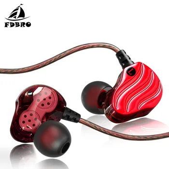 

FDBRO New Sports Headset KD4 Dual Driver Noise Isolating Bass Earphones HiFi Stereo Earphone With Microphone For Phone