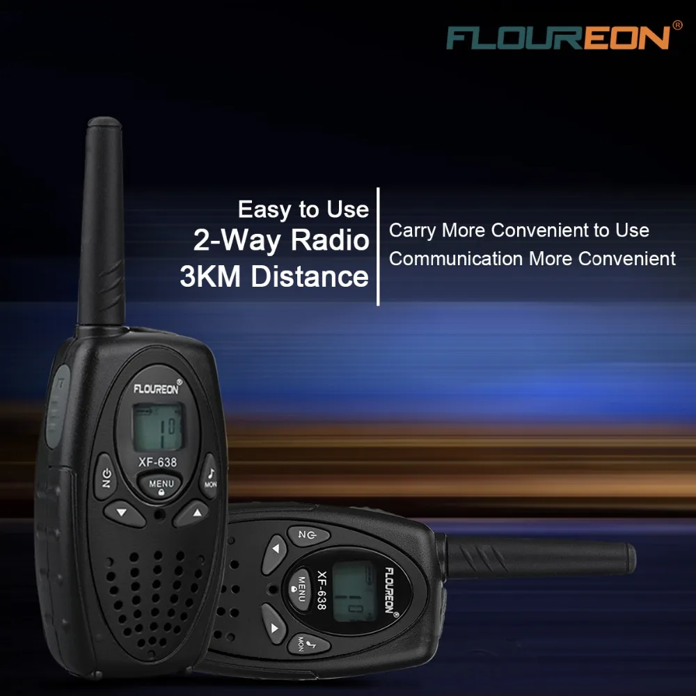 FLOUREON XF-638 8-канальный сетевой видеорегистратор иди и болтай Walkie talkie S UHF400-470MHz двусторонней радиосвязи 3 км переговорные рации-иди и болтай walkie Беспроводной Интерком черный ЕС