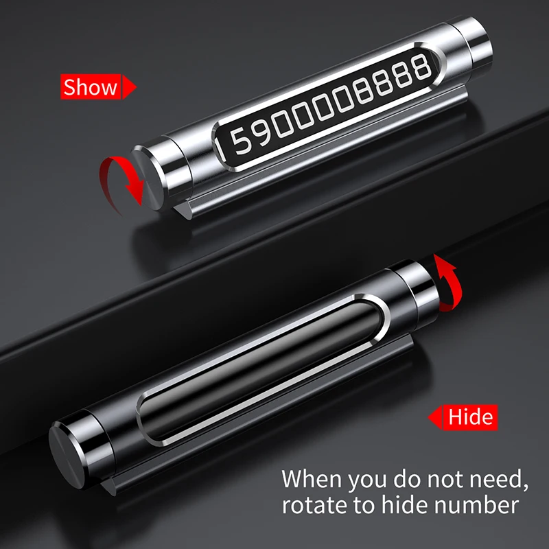 Baseus Car Temporary Parking Card For VW BMW Benz Car Holder Luminous Phone Number Plate Auto Rotary Car-styling Accessories