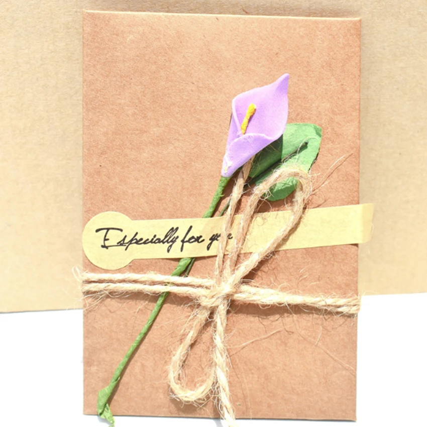 1 упак./лот Винтаж крафт Бумага сушенный цветочный поздравительная открытка с цветочным принтом конверт специально для Вас Подарки Сообщение пригласительная открытка