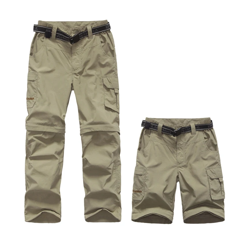 youth trekking trousers unisex summer with belt removable trouser legs breathable zip-off trousers FLYGAGA Childrens outdoor hiking trousers shorts girls quick-drying 