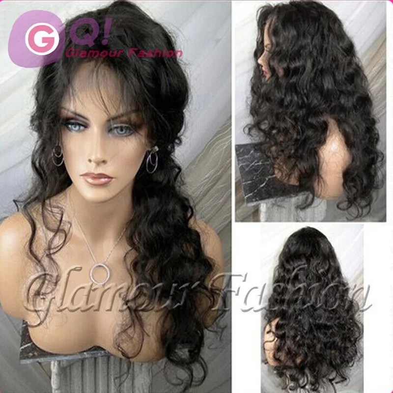 GQ Beautiful wave 4x4 silk top full lace wig can bun ponytail virgin