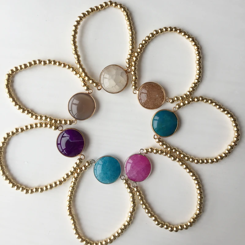 Bracelet friendship bracelets gold bead with natural Stone bead