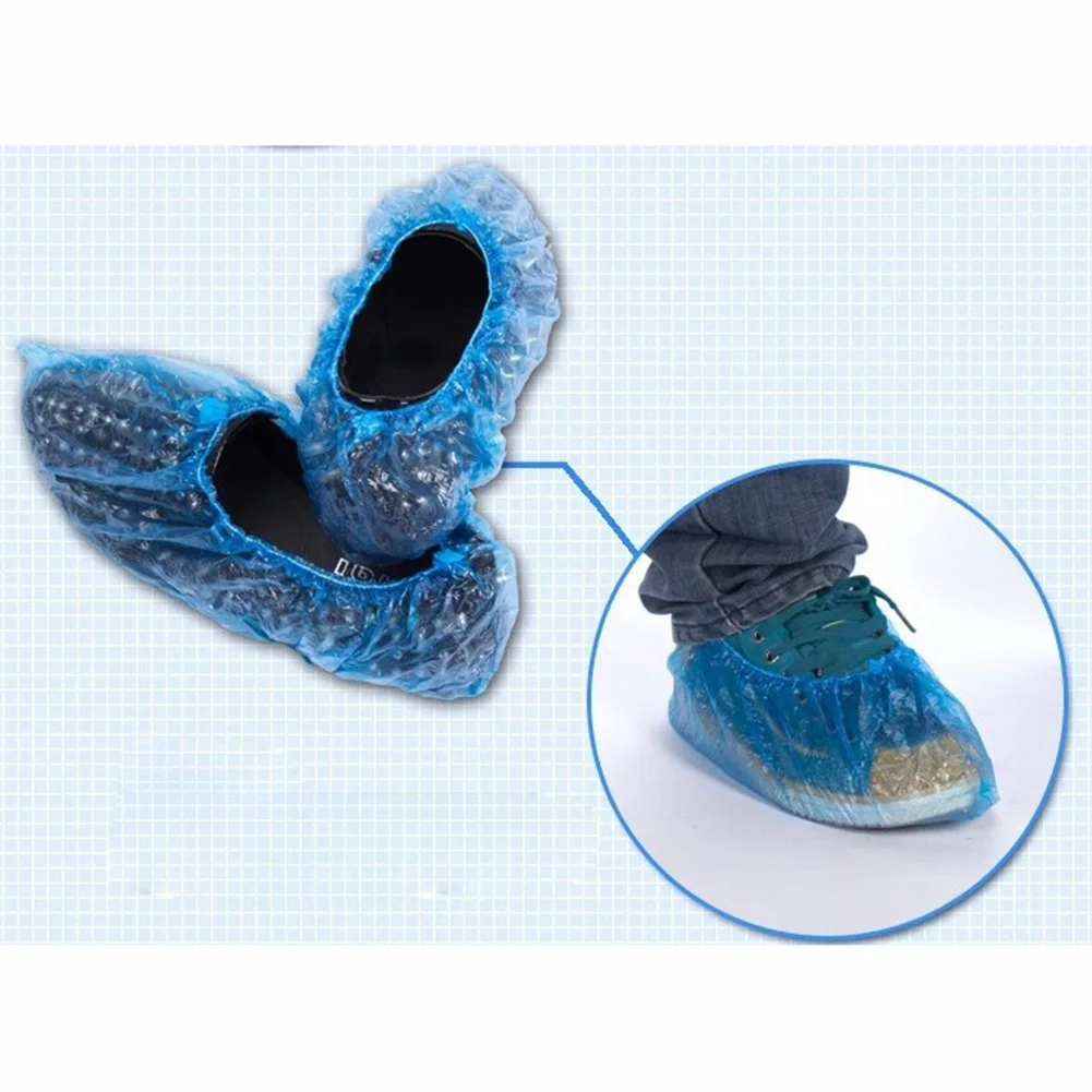 Одноразовые медицинские непромокаемые 20 шт. Чехлы для ботинок пластиковые одноразовые бахилы над обувью дождь грязезащитный синий цвет