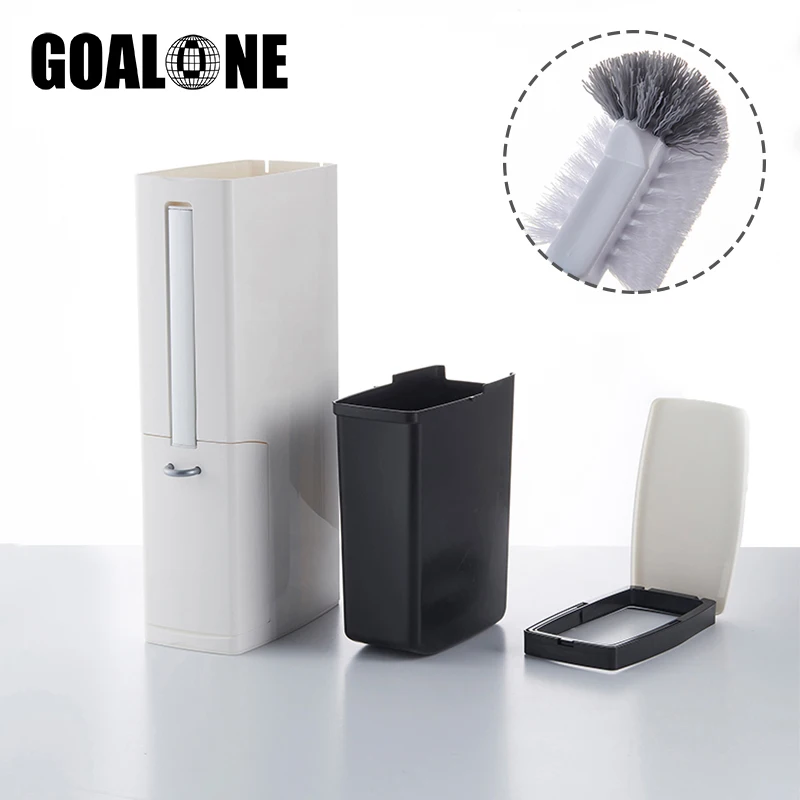 cheap GOALONE 6L Toilet Bin 3 in 1 Narrow Trash Can with Toilet Brush Set Bathroom Plastic Waste Bin Kitchen Dustbin Garbage Trash Can