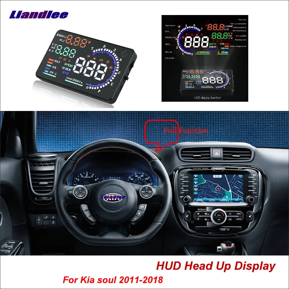 

Liandlee Full Function Car HUD Head Up Display For Kia soul 2011-2018 Safe Driving Screen OBD Speedometer Projector Windshield
