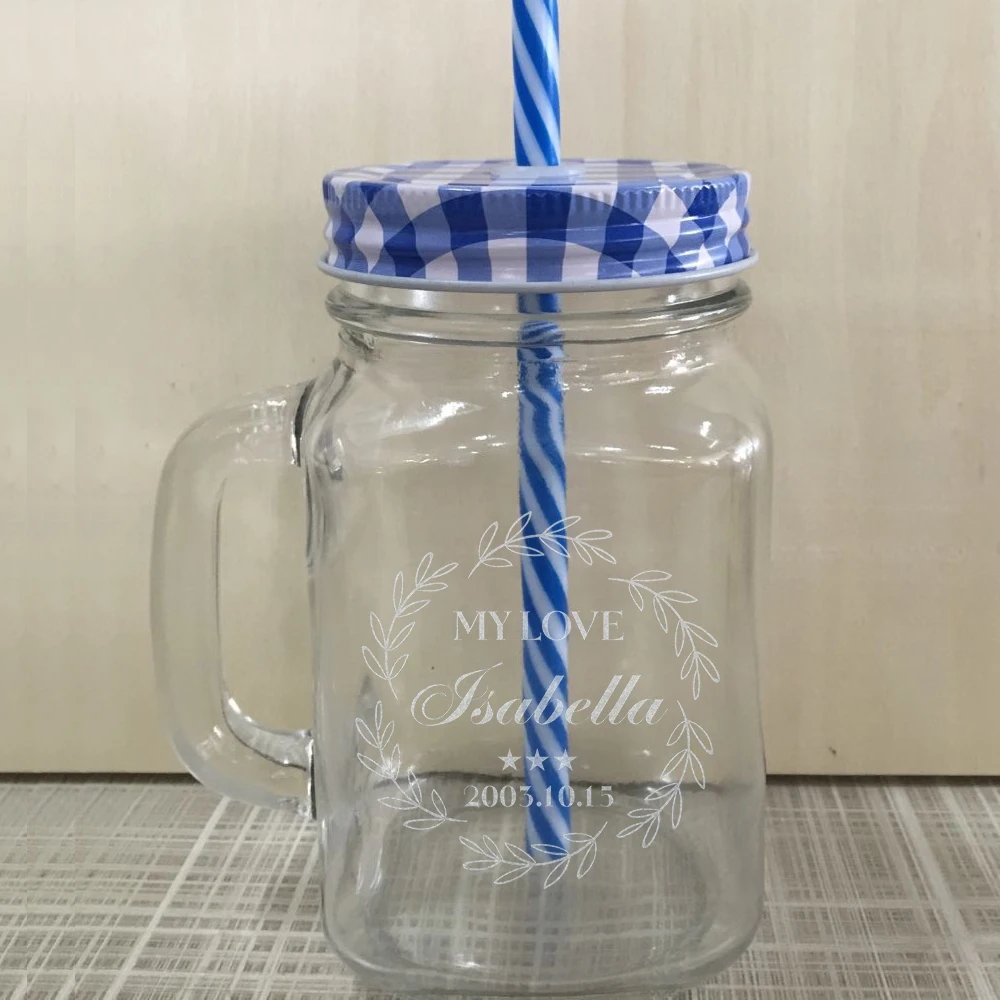 Custom Wedding Party Mason Jars Glass Personalized Cool Mason Water Bottle Mason Jars Drinking
