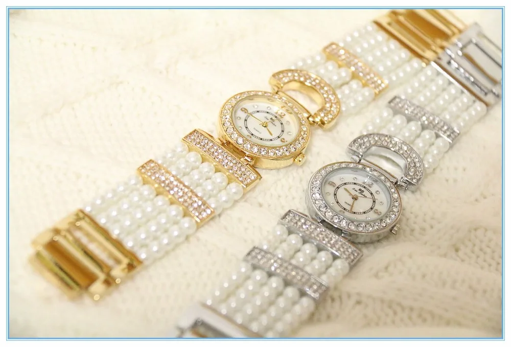 Роскошные элегантные женские часы, стразы, женские часы с жемчугом, женские наручные часы с большим циферблатом, Кристальный браслет, Прямая поставка