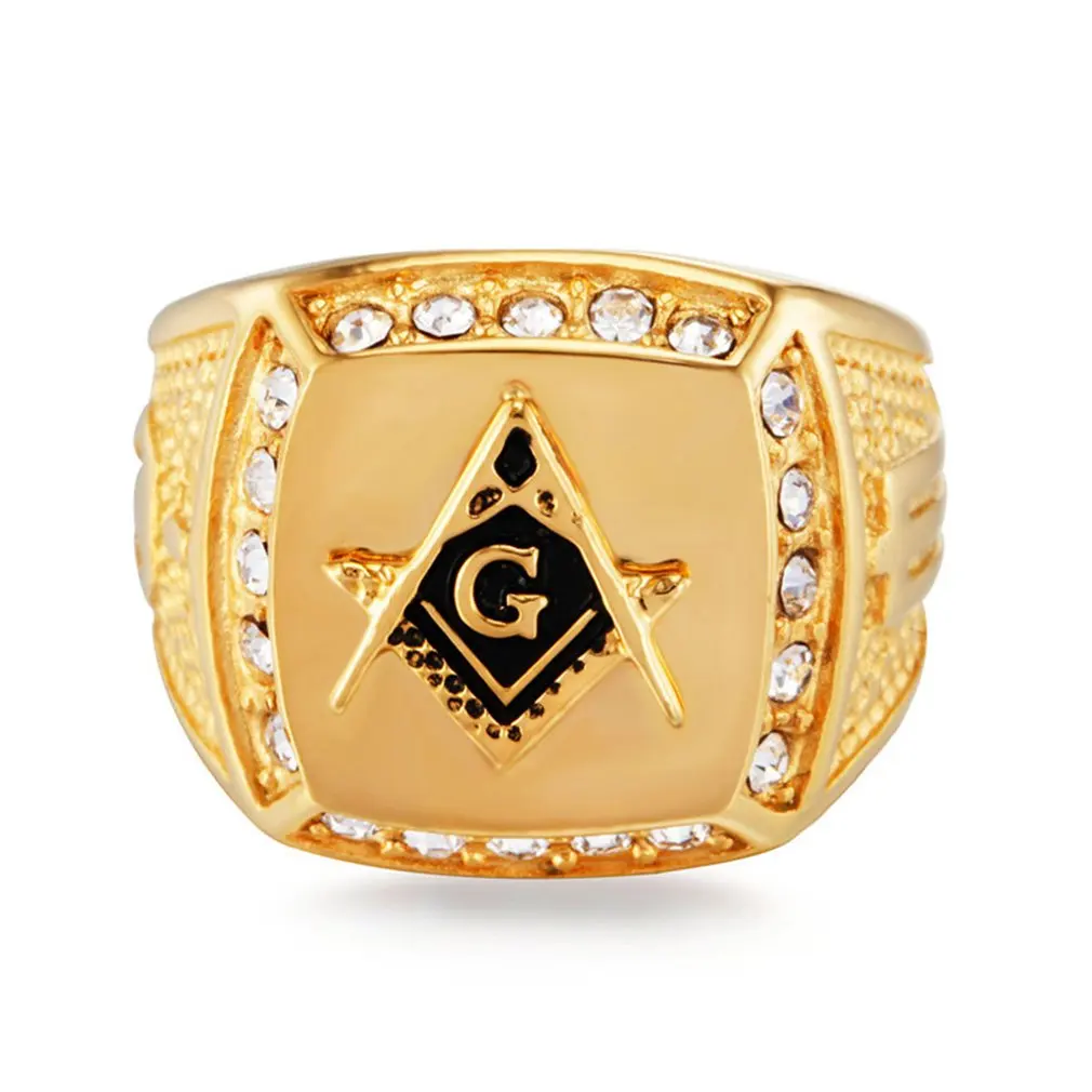 Classic Men's Punk Style Hip Hop Ring Lion Pattern Bling Alloy Rings Gold Color Fashion Jewelry