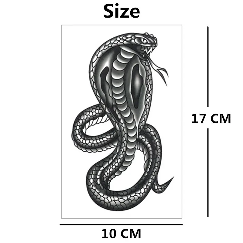 Черная временная татуировка SHNAPIGN Mamba Cobra Snake наклейки для тела 17*10 см