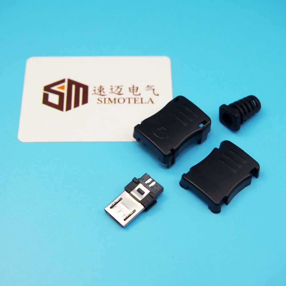 100 Устанавливает DIY 4 в 1 микро 5 P USB штекер+ Пластик основа+ хвост трубой разъем комплект проводное соединение