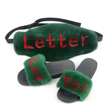 Free shipping Rex Rabbit fur Fanny Packs with mink Fur Slippers Mixed Colors Real Fur Slides Free shipping Rex Rabbit fur Fanny Packs with mink Fur Slippers Mixed Colors Real Fur Slides