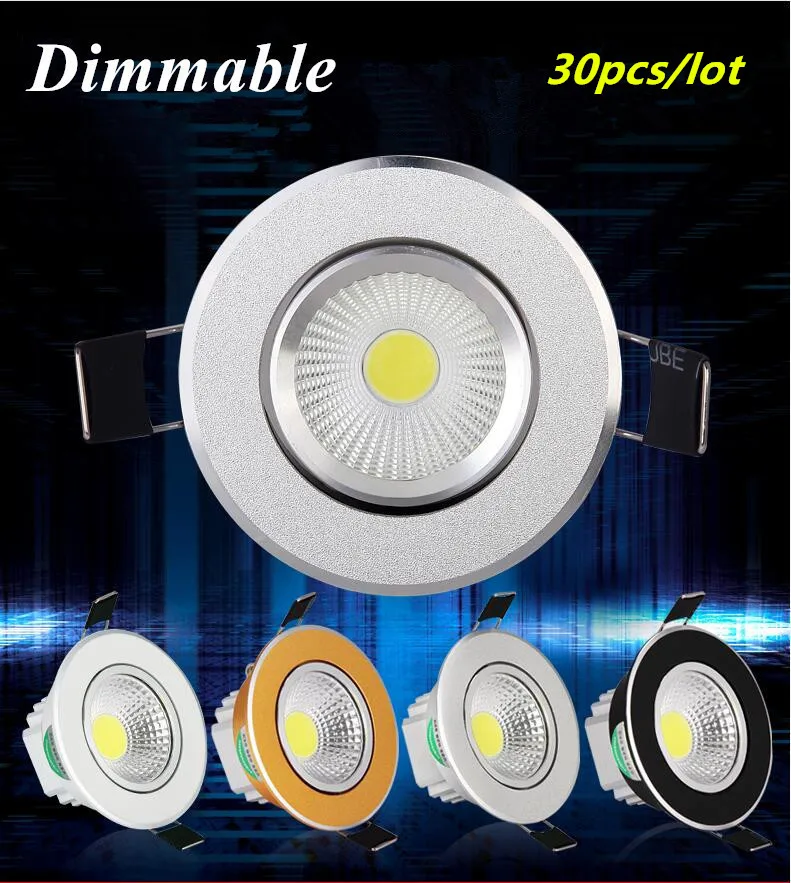 

DHL SEND 30pcs Super Bright Dimmable Led Downlight COB Ceiling 6W 9W 12W ceiling recessed Lights Warm Cool White Indoor Lighting