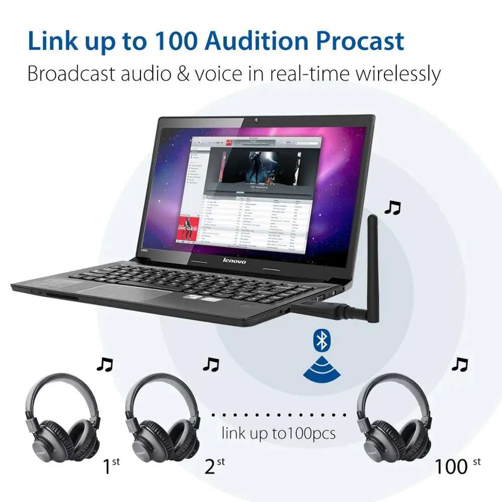  Avantree aptX-HD adaptador de transmisor de Audio USB Bluetooth 50 de largo alcance para ordenador 