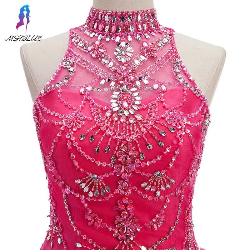 Платья из бисера с розовыми кристаллами, бальные платья, милое платье, Vestidos De 15 Anos, на шнуровке