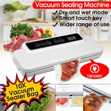 Best Price 110V-240V Household Food Vacuum Sealer Electric Packaging Machine Film Sealer Vacuum Packer Sealing Dry Wet Food with 10Pcs Bags