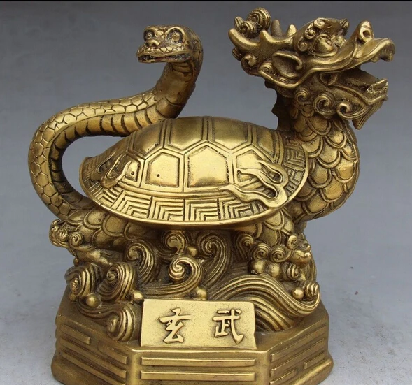 

shitou 003272 8" Chinese Folk Mythology Legend Bronze Mythical Animal Xuan Wu turtle Statue discount 30% (C0324)