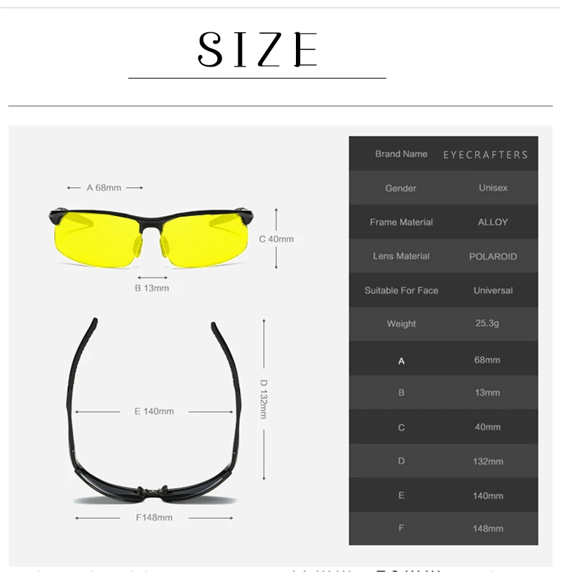 Алюминиевые поляризованные солнцезащитные очки для ночного вождения мужские брендовые дизайнерские желтые линзы ночного видения очки