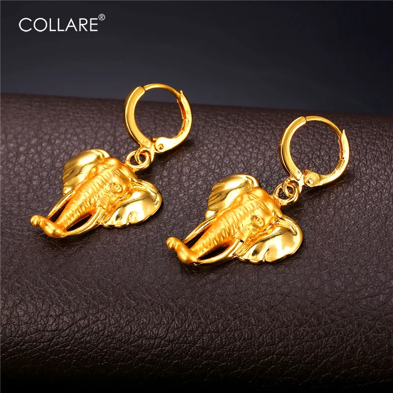 

Collare Ethnic Drop Earrings For Women Wholesale Gold Color African Elephant Head Earrings Fashion Jewelry E912