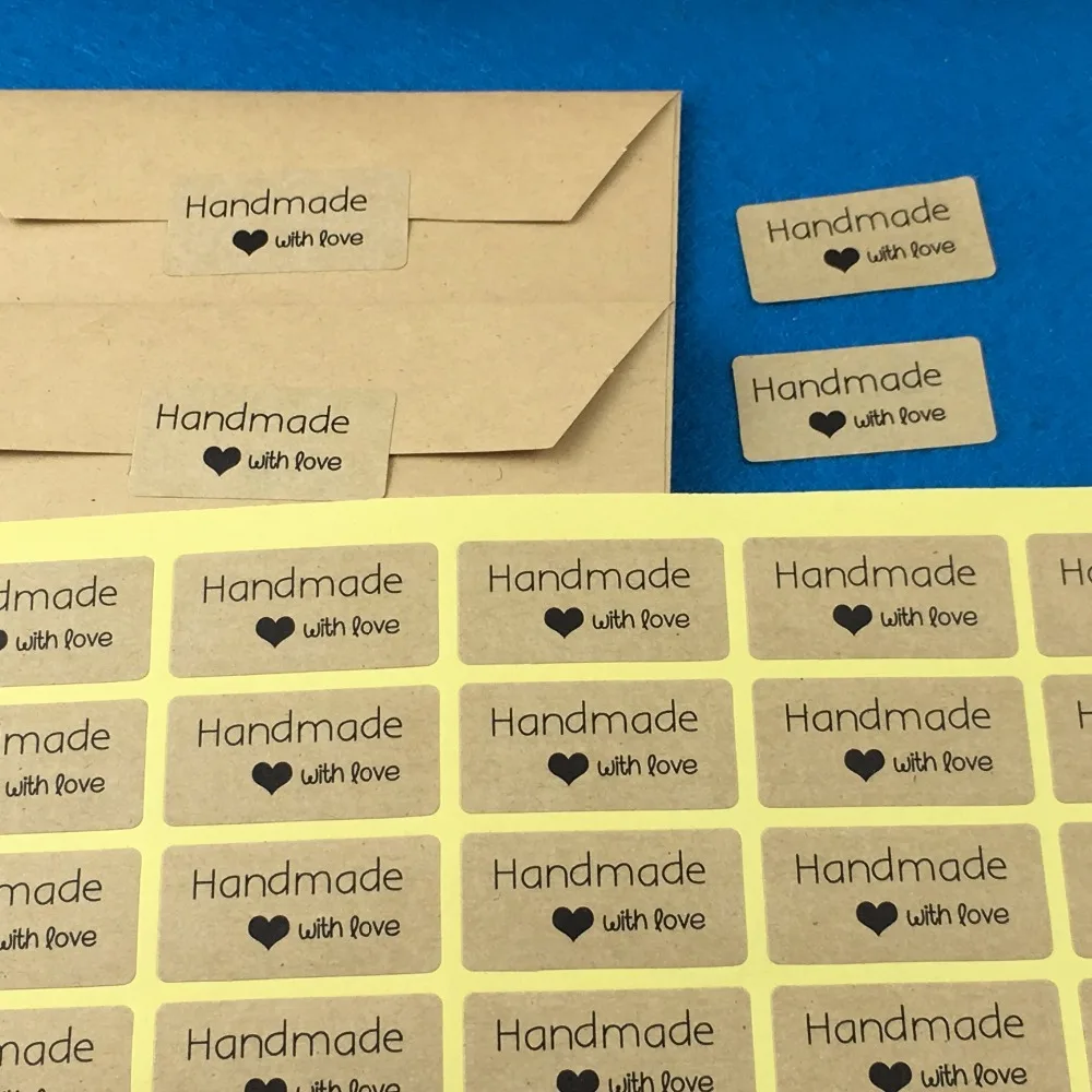 120PCS Lot Kraft Sticker Labels Handmade with Love stickers Christmas gift labels Sealing adhesive labels Custom