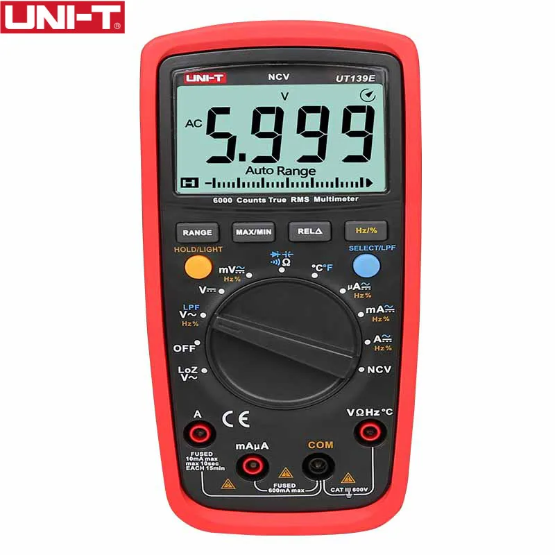 

True RMS Digital Multimeter Temperature Probe LPF pass filter LoZ LoZ (low impedance input) function/Temperature test EB UT139E