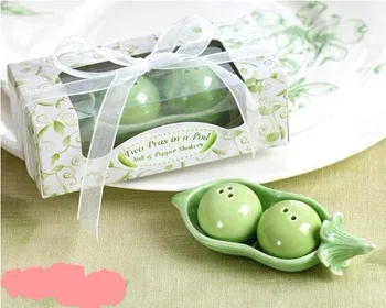 

10 Sets Green Peas Porcelain Seasoning Pot Salt Pepper Jar For Wedding Party Birthday Favor Gift