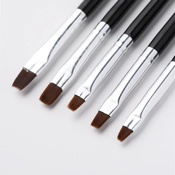 

5Pcs/Set Nail Art Brushe Black Liner Handle Drawing Painting Pen Mixed Shape Flat Row French Carving Pen Nail Art Design Tools
