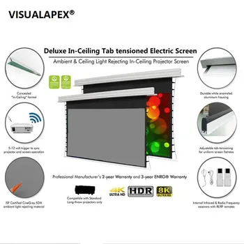 

T8HALR 16:9 Ratio Ambient light rejecting ALR Ceiling Recessed Projector Screen with Motorised Closure Tab-Tensioned