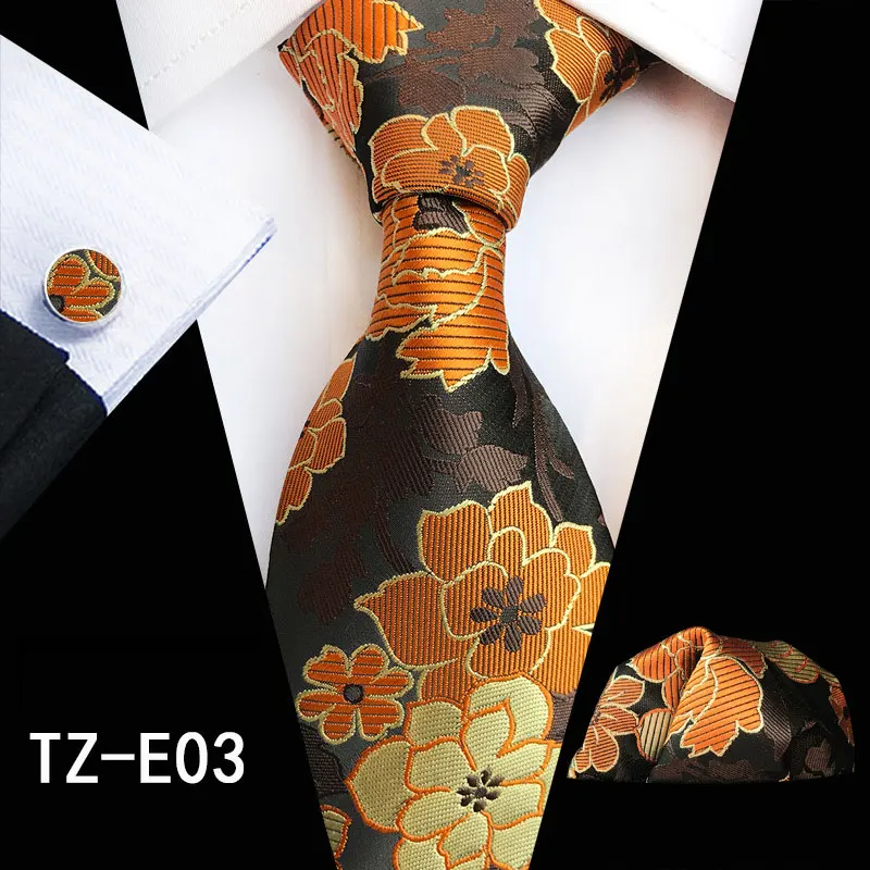 33 цвета, 8 см, шелковый галстук, набор, зеленый, фиолетовый, Цветочный, Jucquard, галстук, карман, квадратные запонки, Наборы для мужчин, деловой платок, галстуки - Цвет: E03