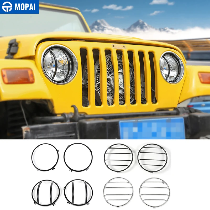 MOPAI колпачки для фар Jeep Wrangler TJ 1997 2006 металлическая крышка передней фары