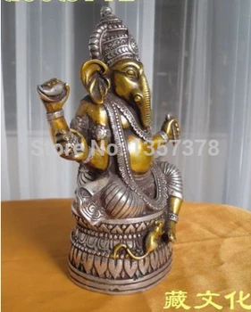 

shitou 00570 from Tibetan Buddhist bronze coated silver GANESHA INDISCHER GOTT buddha statue