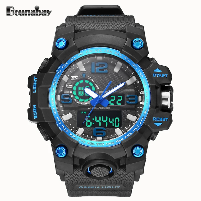 

BOUNABAY Men Quartz Digital Watch Waterproof Military Army Man Sports Watches Calendar Chronograph Wristwatch Relogio Masculino