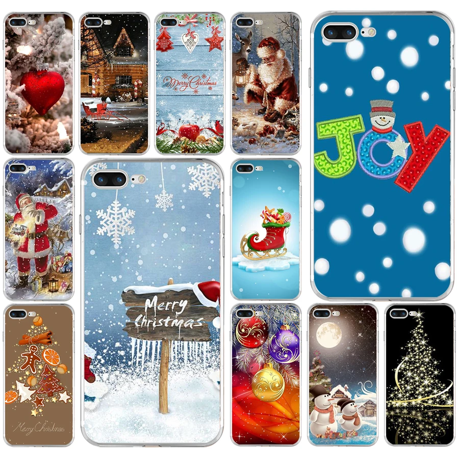 

happy New Year merry Christmas Tree Soft TPU Silicone Cover Case For Apple iPhone5 5s se 6 6s 7 8 plus x xr xs max coque