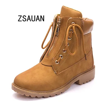 

ZSAUAN 2019 Fashion Leather Women's Boots Large Size Warm Lace Up Winter Snow Boots Casual Style Daughter's Gift Shoes
