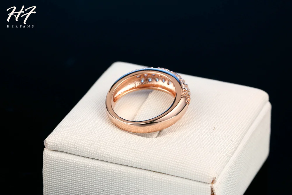 Высокое качество розовое золото цвет обручальные кольца Модные кубический цирконий микро проложили Свадебные украшения для женщин Горячая Распродажа R061