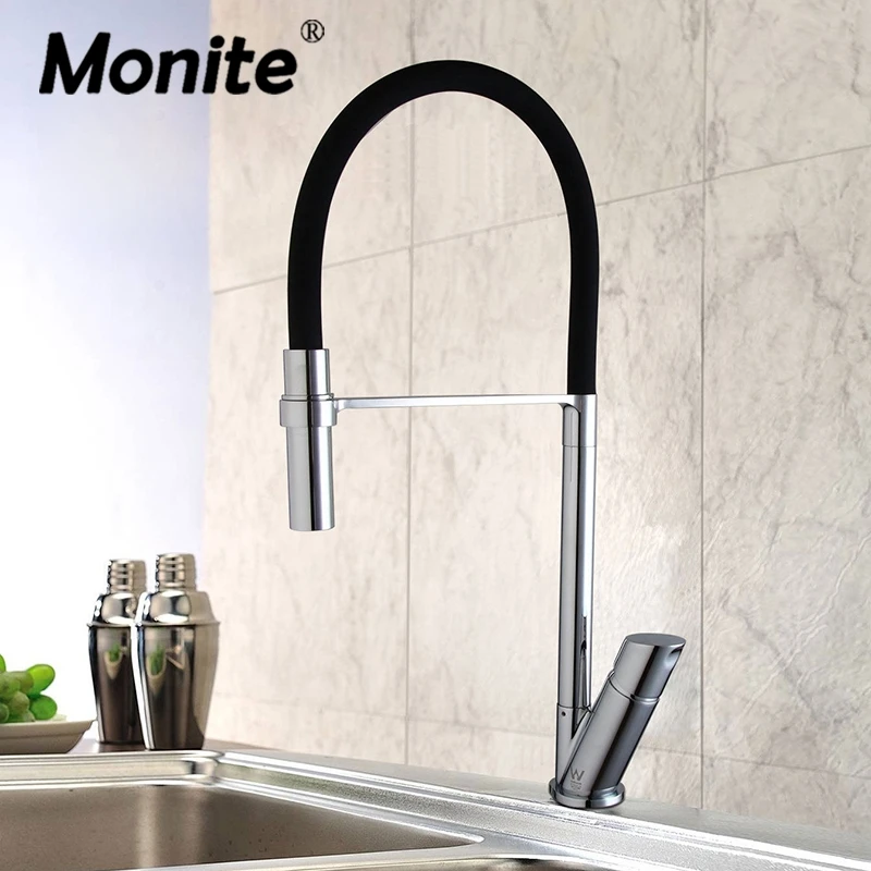 Chrome Polish Solid Brass Black Pulling Tube 360 Swivel Spray Pull Out