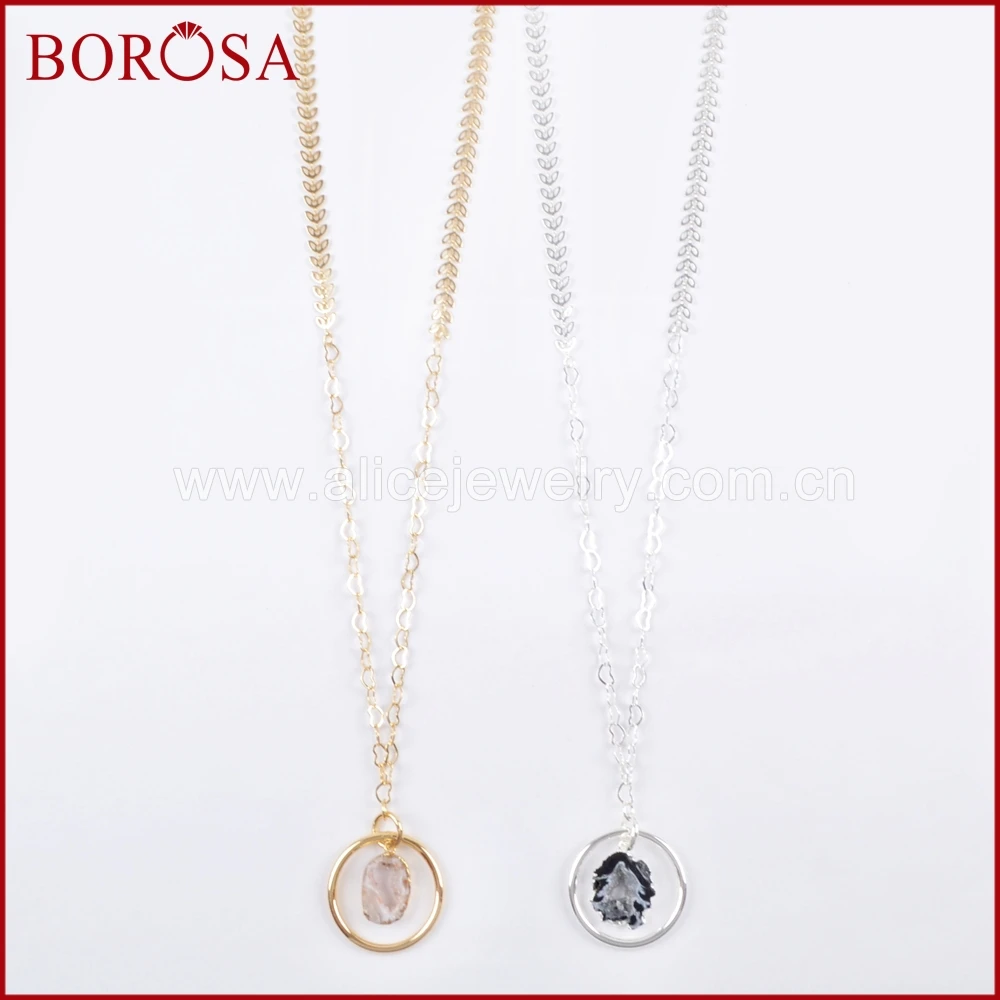 BOROSA 5 шт. 30 дюймов золото/натуральный серебристый цвет Агаты Друза срез круга Drusy