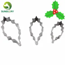 3 шт. листья остролистного падуба из нержавеющей стали резак для печенья рождественское печенье форма пирог с сахаром украшение печенья Форма помадка инструмент для выпечки