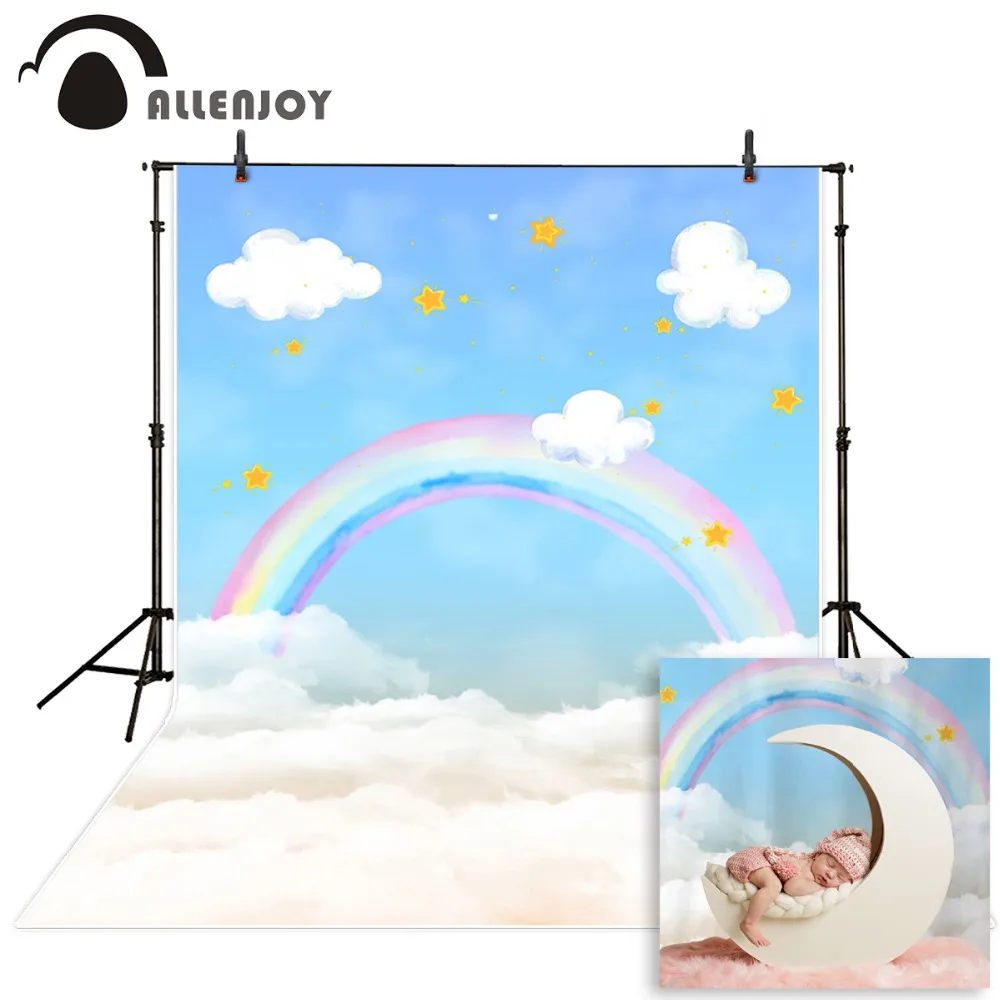 Allenjoy фон для фотосъемки голубое небо белое облако Радужный тематический фон на день рождения для профессиональной фотостудии