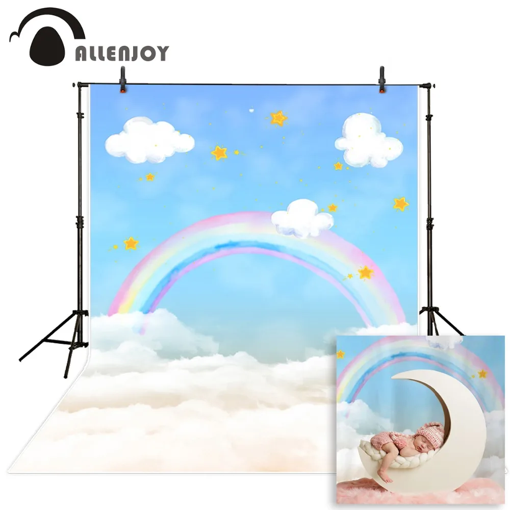 Allenjoy фон для фотосъемки с изображением небесно голубого и белого цветов Радужный