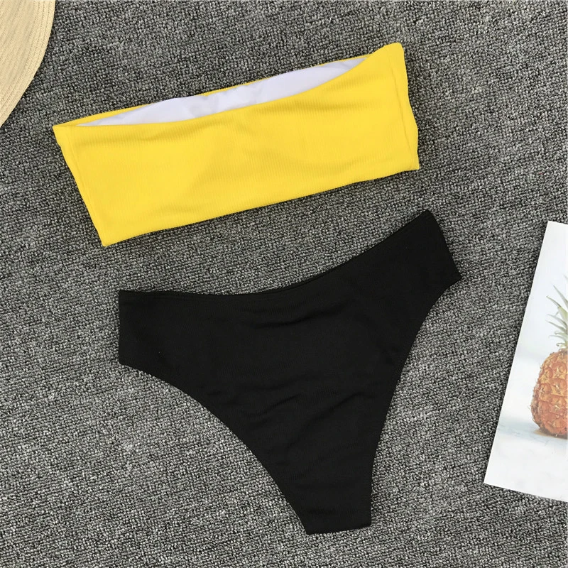 Мини микро купальник желтый танкини дерзкий Бикини Низ maillot femme пляжная одежда мягкий синий бикини без бретелек купальник комплект