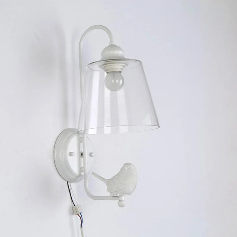 Modern-White-Wall-Lamp-Clear-Glass-Lampshade-Sconce-Bedroom-Stair-Loft-Light-Resin-Bird-Home-Decor (1)
