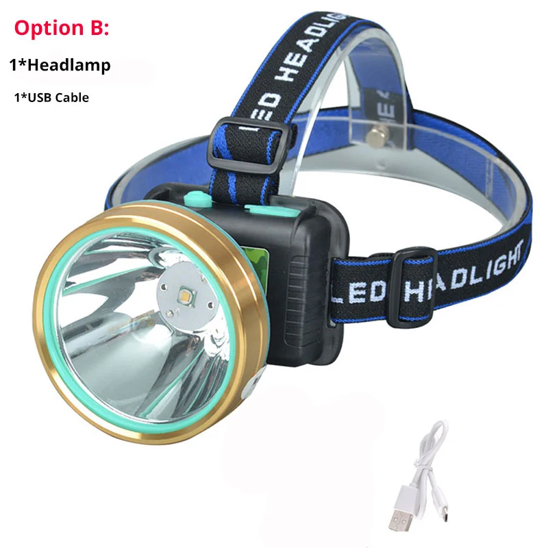 Opiton B Светодиодный налобный фонарь 20 Вт T6 светодиодный налобный фонарь Micro USB Перезаряжаемый встроенный Головной фонарь для кемпинга охоты рыбалки водонепроницаемый фонарик - Испускаемый цвет: Opiton B