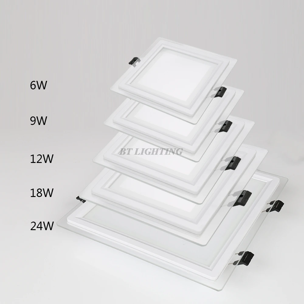 

Energy Saving LED Panel Light Dimmable Square 9w 18w 24w Glass LED Recessed Kitchen Decro Sopt Ceiling Downlight Lamp
