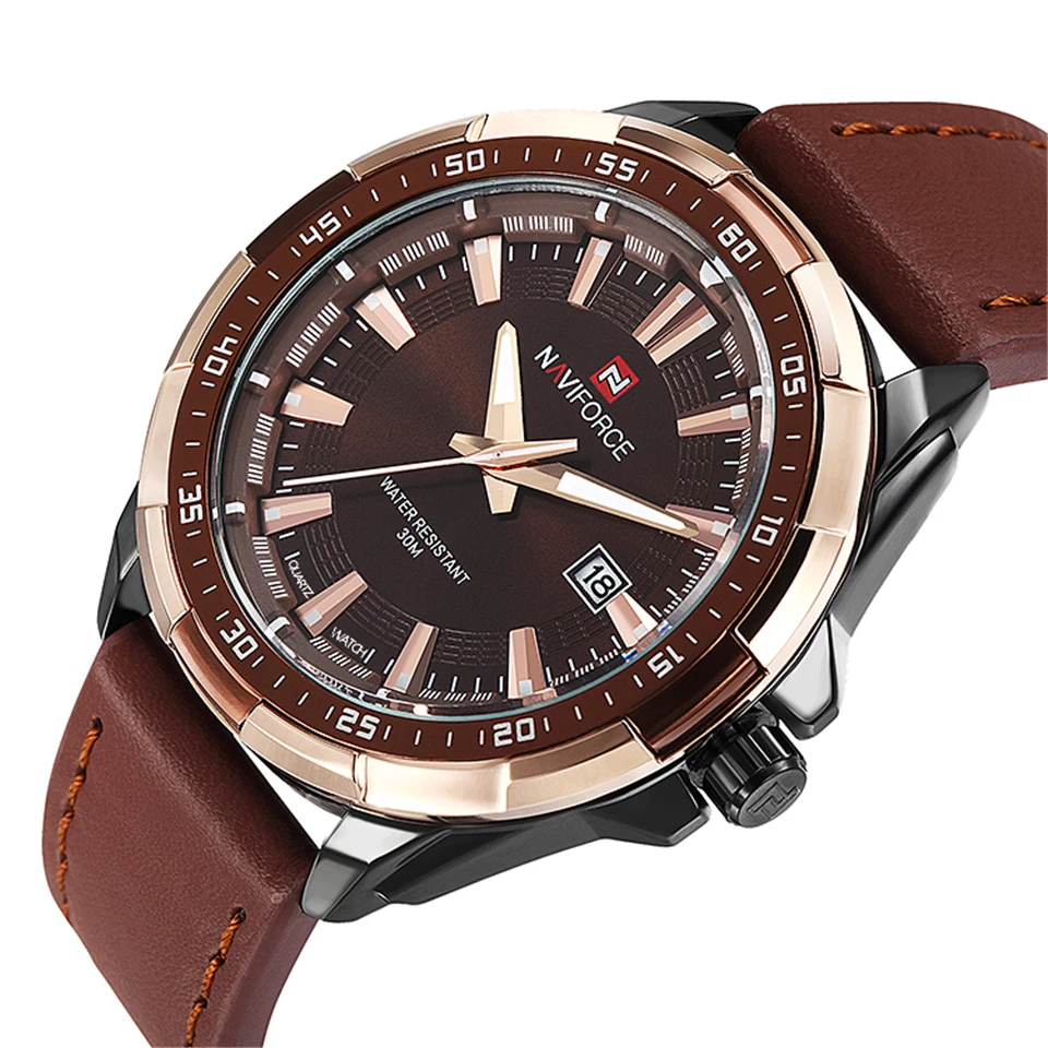 Prezzo 2019 di Modo di Casual NAVIFORCE di Marca Impermeabile Uomini Della Vigilanza Del Quarzo di Cuoio Militare Sport Orologi Uomo Orologio Relogio Masculino