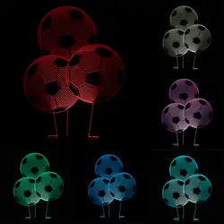 7 видов цветов изменчива Творческий 3D футбол ночь светодиодные лампы с LED энергосберегающие датчик света для детей подарок
