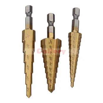 

Power Tool Drill 3 Sets Lot 3pcs Hss Step 1/4 Inch Hex Shank 3/16-1 2 1/8-1 1/4-3 4 Straight Flute Bit 1